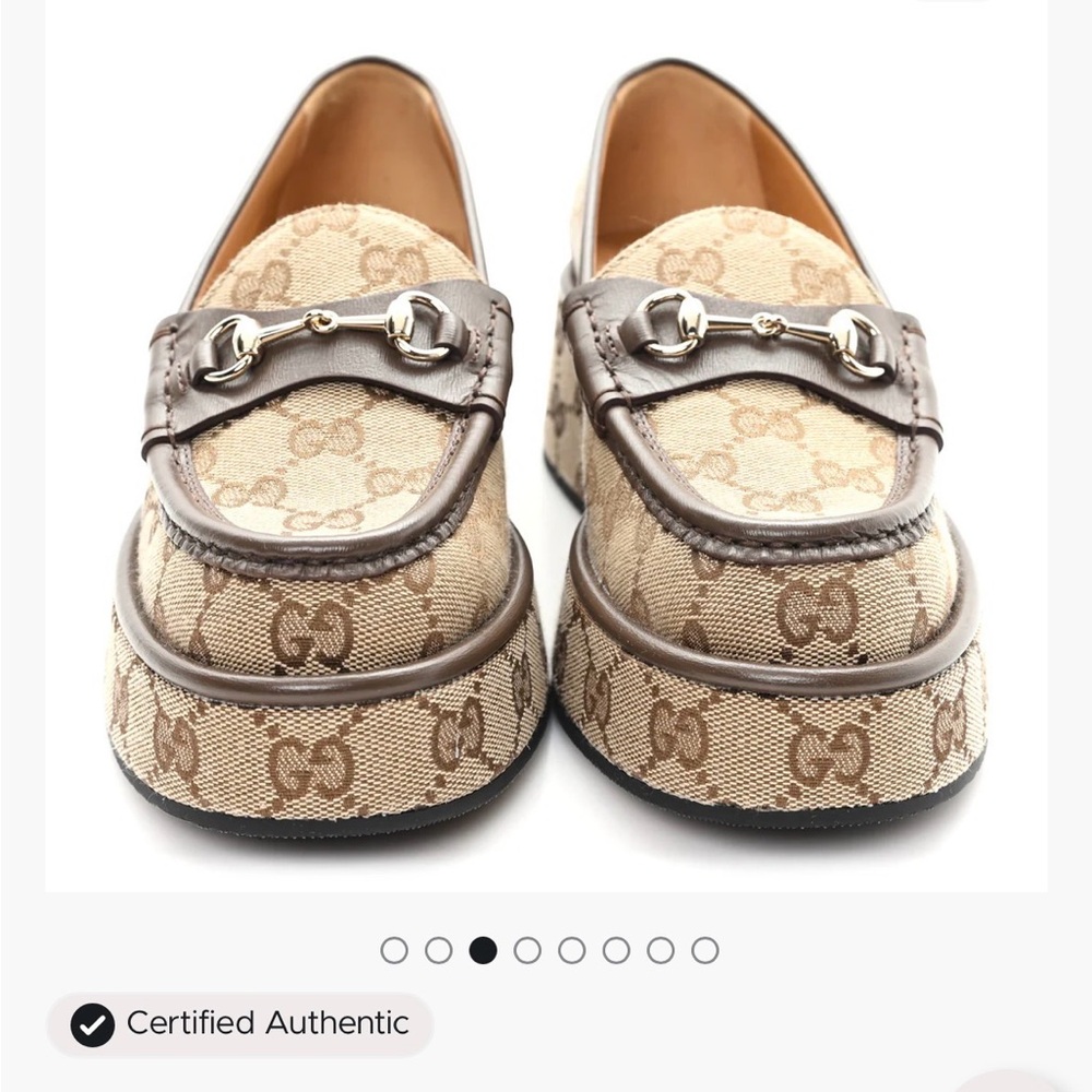 Gucci Brown & Beige GG Canvas Platform Loafers